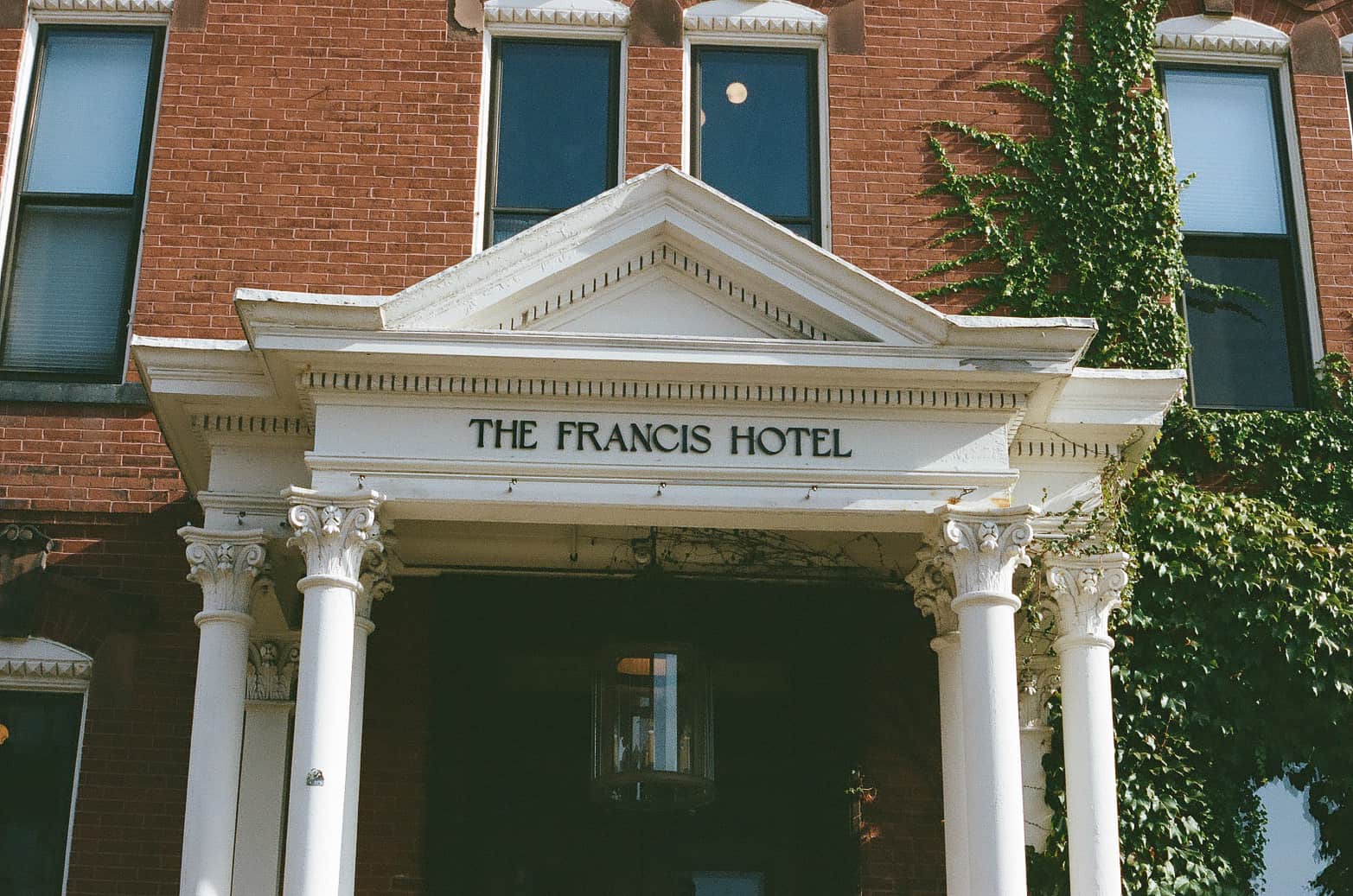 Front view of The Francis Hotel, a luxurious boutique hotel in Portland, Maine.