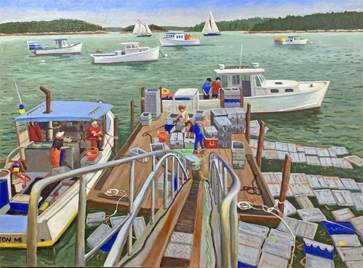 Scenic lobster boats docked near Portland Maine hotel, offering rich coastal experiences.